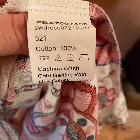 White and floral print long cotton dress - Picture 7 of 7